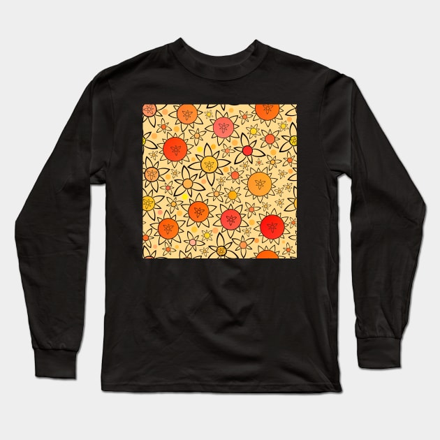 Flower Suns Warm on Warm Beige Repeat 5748 Long Sleeve T-Shirt by ArtticArlo